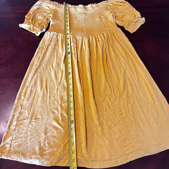 Lily & Lola Petite Yellow Off-Shoulder Midi Dress PL Rayon Spandex Blend - Picture 2 of 5